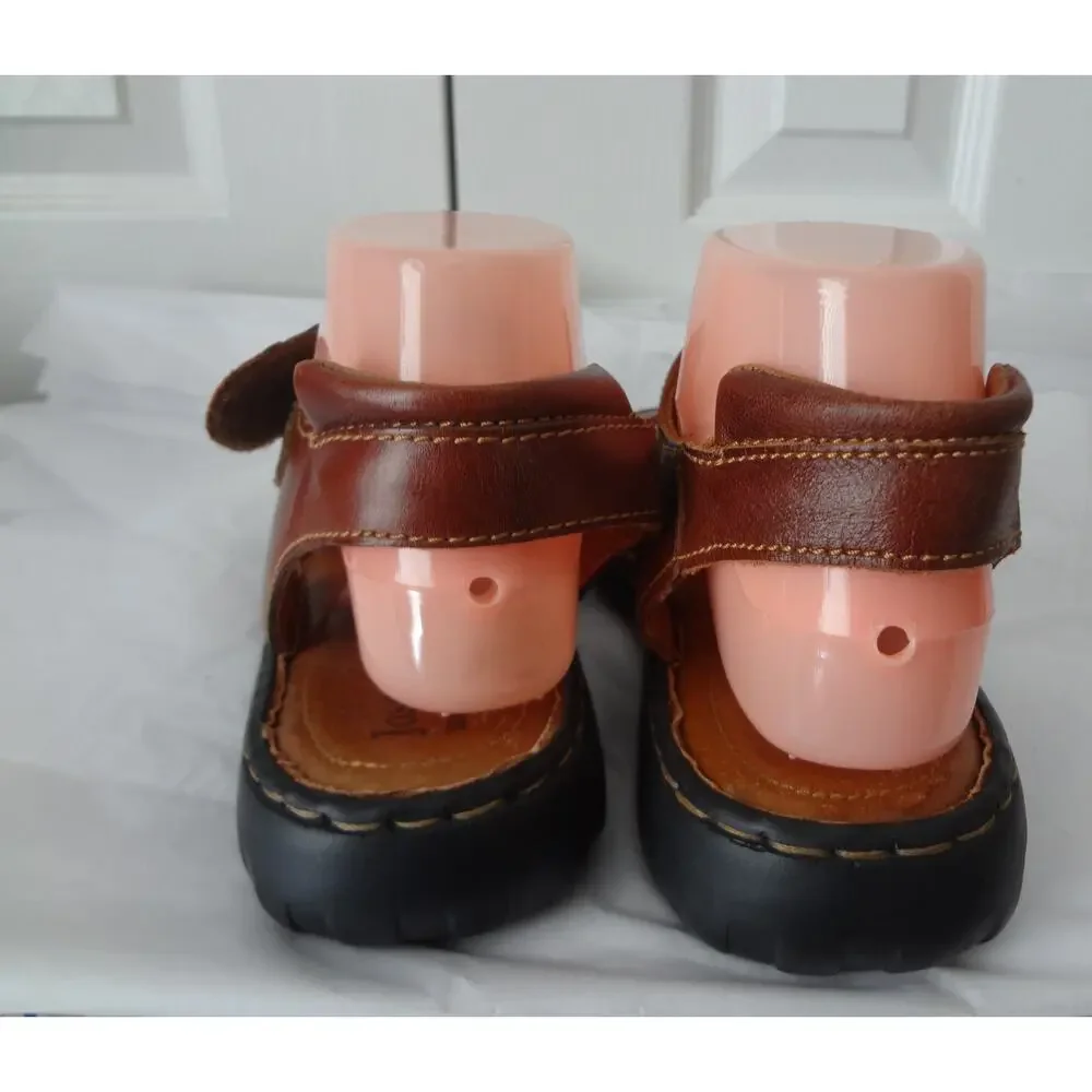 Josef Seibel Hook Loop Brown Leather Sandals Comfort Womens 40 US 9 Open Toe